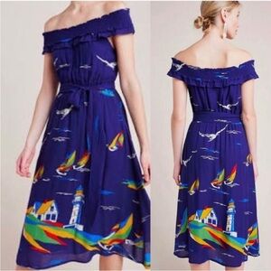 Anthropologie 48 Of 52 Conversations Colloquial Off Shoulder Nautical Midi Dress